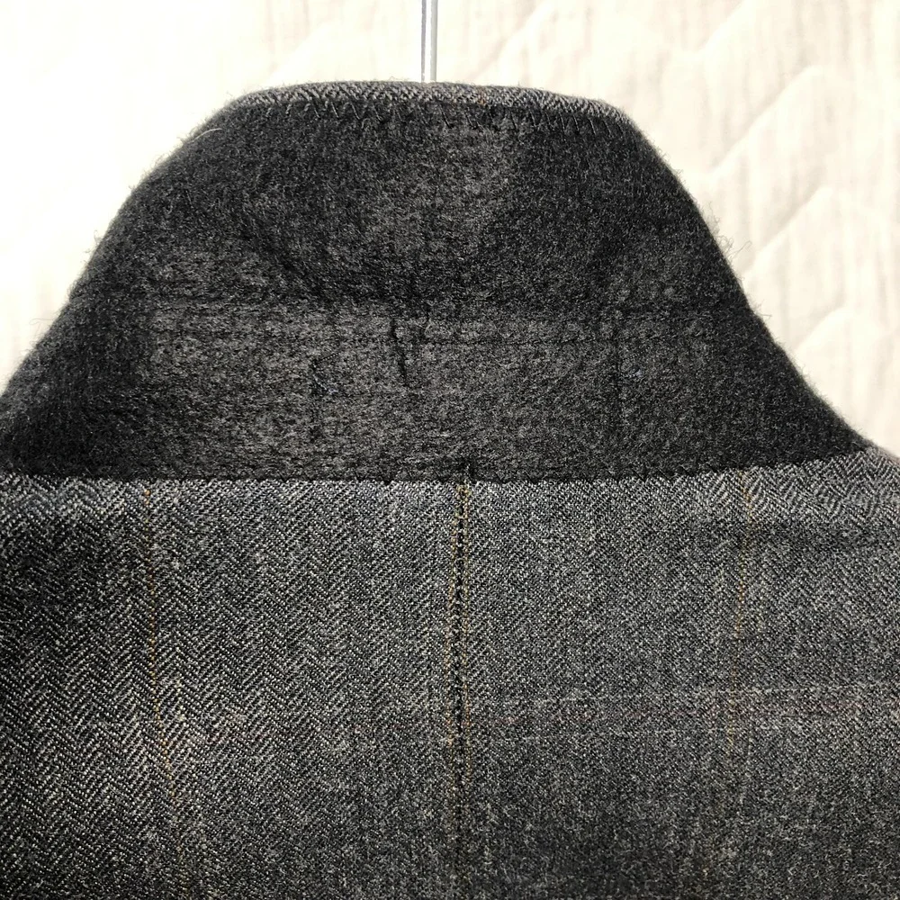 Chaps Ralph Lauren Blazer Mens 42S Gray Plaid Herringbone Sport Coat Suit Jacket